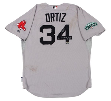 2012 David Ortiz Boston Red Sox Game Worn, Signed and Inscribed Road Jersey – Worn During his 400th Career Home Run! (MLB Auth)  
